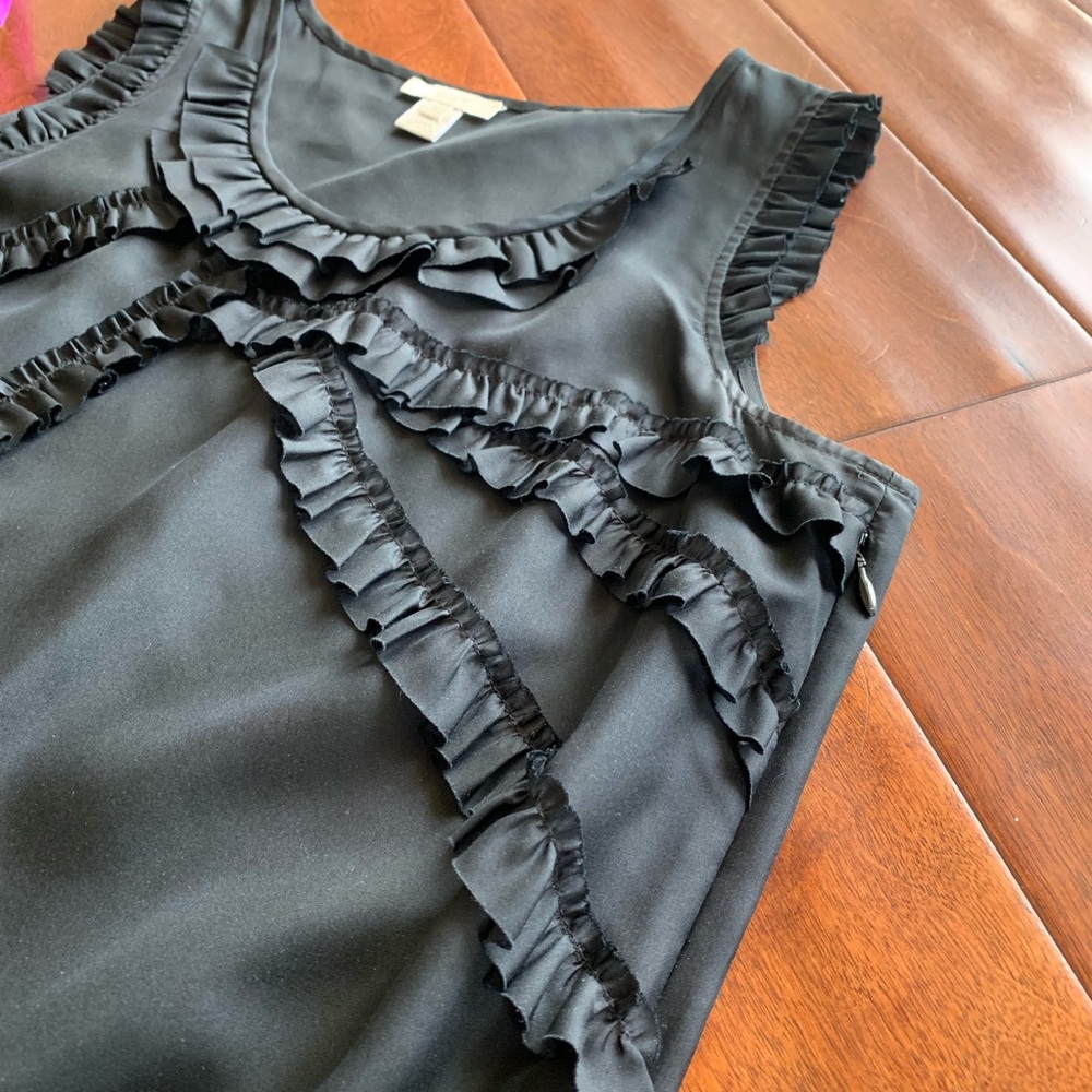 JCrew Black Silk Top With Ruffles - Picture 2 of 8